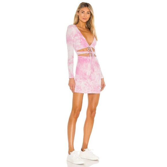 Lovers and Friends Justine Mini Dress in Pink Large New long Sleeve - Picture 3 of 9